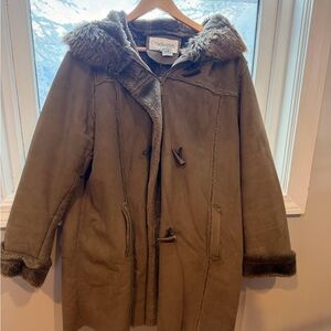 Chadwicks Women's Brown Teddy Jacket with Faux Fur